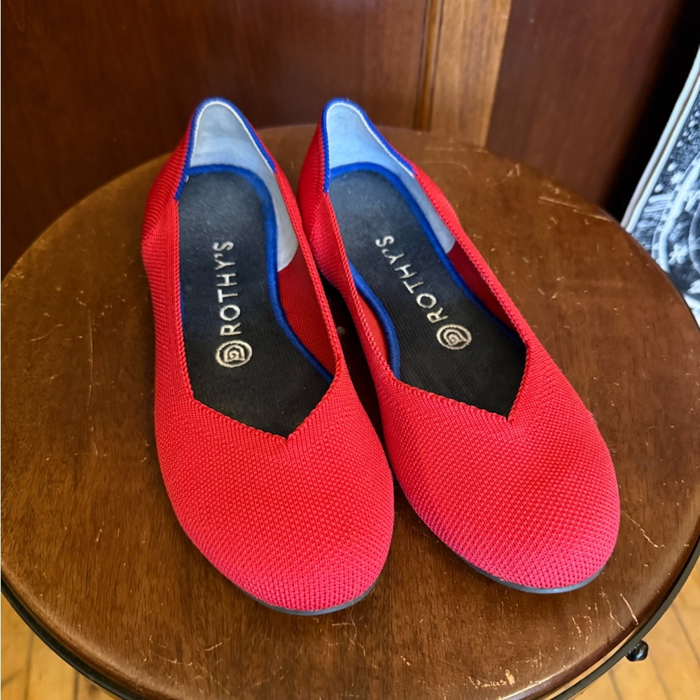 Rothy's Vibrant Red and Blue Flats - Picture 2 of 7